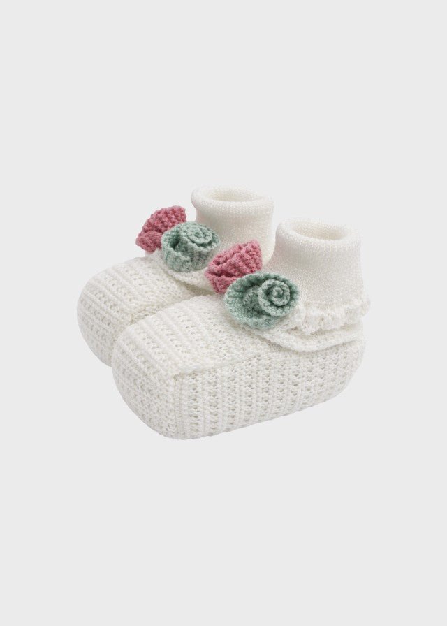 Babbucce Cotone Roselline Melograno EK17S corredino e abbigliamento neonato | NANU' BABY