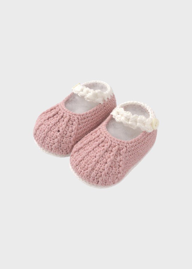 Babbucce Neonata Fiorellini Ricamati TERESA Rosa corredino e abbigliamento neonato | NANU' BABY