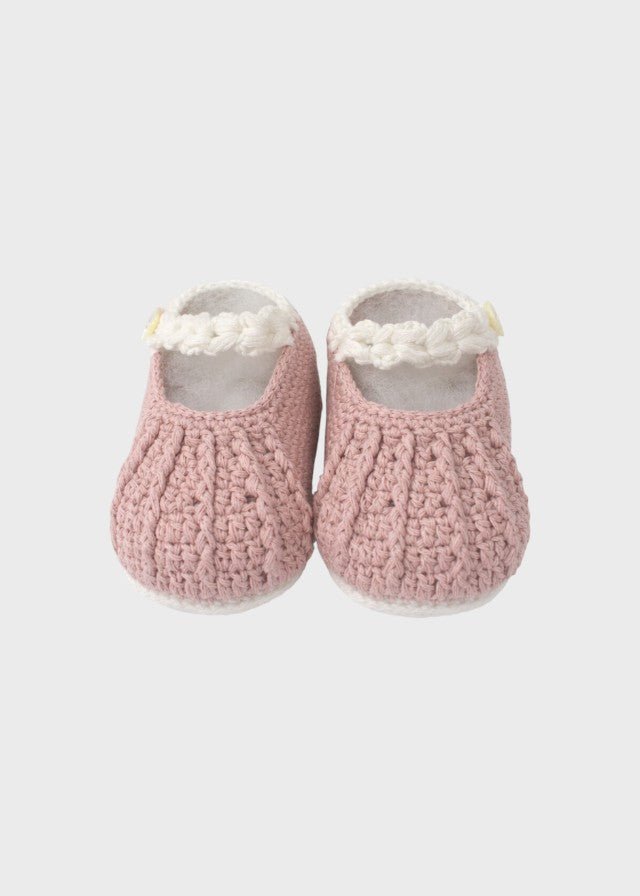 Babbucce Neonata Fiorellini Ricamati TERESA Rosa corredino e abbigliamento neonato | NANU' BABY