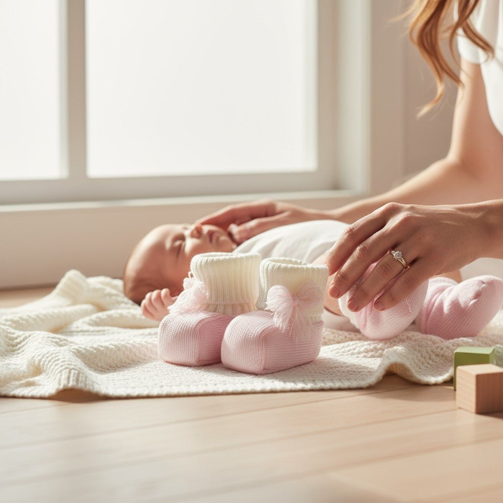 Babbucce Neonata Rosa Pura Lana Teddy 7778 corredino e abbigliamento neonato | NANU' BABY