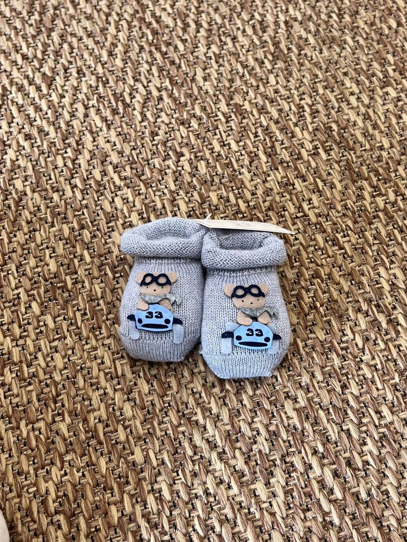 Babbucce Orsetto aviatore Neonato GRIGIO 30545/N4 corredino e abbigliamento neonato | NANU' BABY