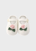 Babbucce Rose Cotone Bianco DELIZIA/SC corredino e abbigliamento neonato | NANU' BABY