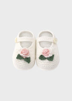 Babbucce Rose Cotone Bianco DELIZIA/SC corredino e abbigliamento neonato | NANU' BABY