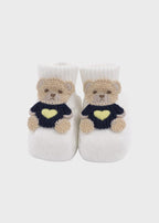 Babbucce Teddy Applicato Blu EK60S corredino e abbigliamento neonato | NANU' BABY