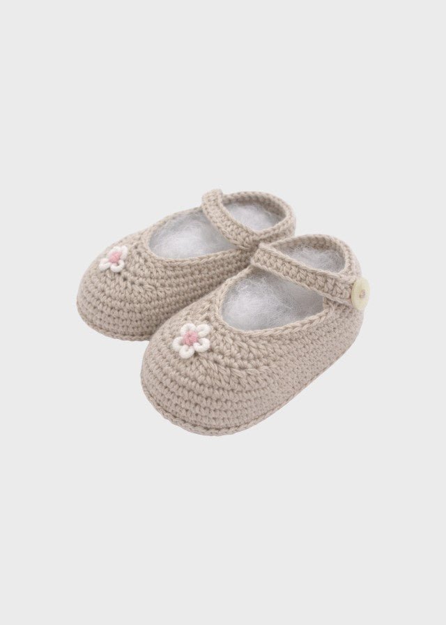 Ballerine Cotone Ricami Tortora NAIME/BB - T corredino e abbigliamento neonato | NANU' BABY