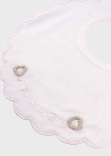 Bavetta Cotone Cuoricini Rosa EK65BAV/R corredino e abbigliamento neonato | NANU' BABY