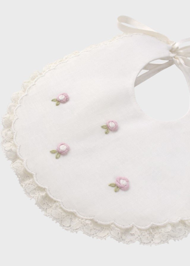 Bavetta Neonata Fiorellini Ricamati TERESA Rosa corredino e abbigliamento neonato | NANU' BABY