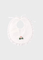 Bavetta Rose Cotone Bianco DELIZIA/BV corredino e abbigliamento neonato | NANU' BABY