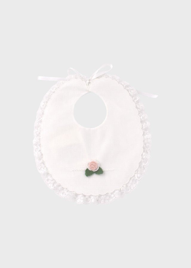 Bavetta Rose Cotone Bianco DELIZIA/BV corredino e abbigliamento neonato | NANU' BABY