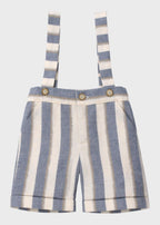 Bermuda Lino Bretelle Azzurro PC05304 corredino e abbigliamento neonato | NANU' BABY