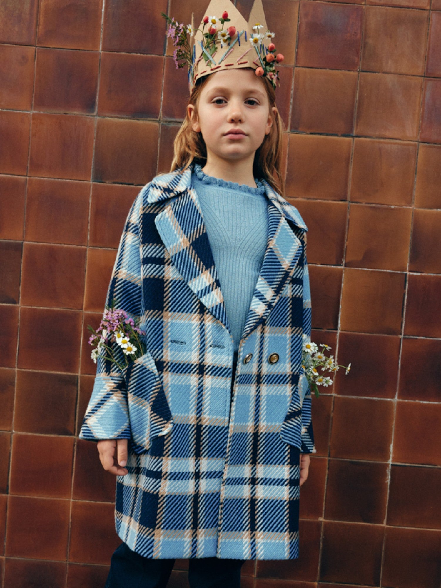 Cappotto a quadri Bimba CIELO 5845/4 -  NANU' BABY