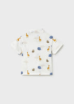 Camicia Cotone Stampata Bianca 1114/31 corredino e abbigliamento neonato | NANU' BABY