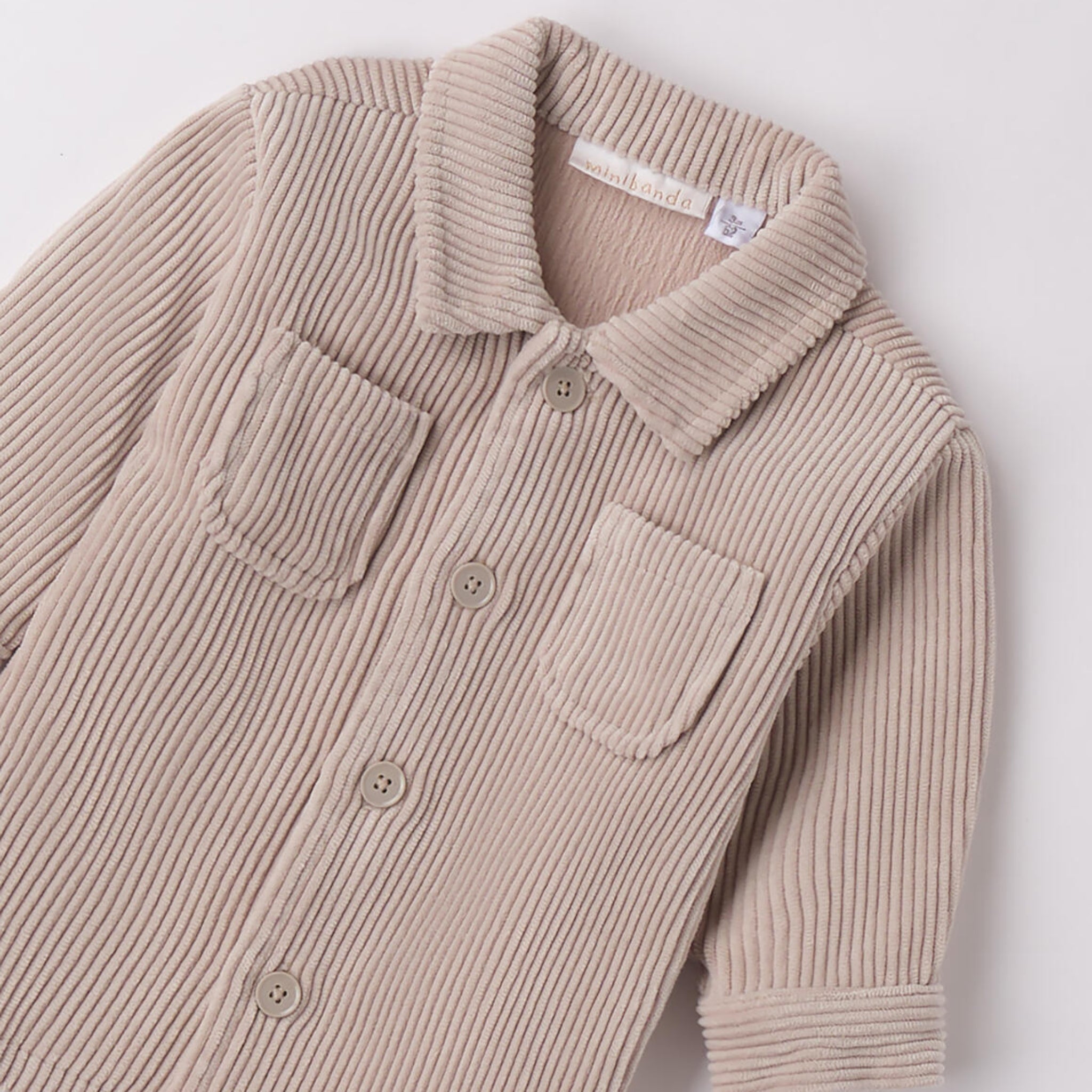 Boy's Velour Shirt with Pockets, Tortora Color, 3F605/521