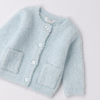 Trikot-Bouclé-Cardigan mit Taschen für Mädchen, Weiß 3F707/3942