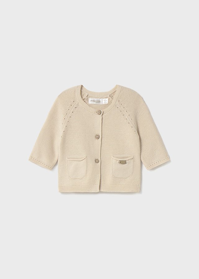 Cardigan Filo Cotone Beige 1307/BE corredino e abbigliamento neonato | NANU' BABY