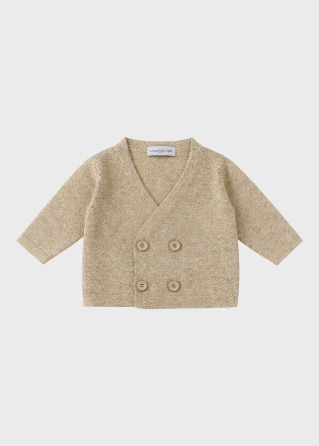 Cardigan Maglia Beige Incrociato ECA007I/B corredino e abbigliamento neonato | NANU' BABY