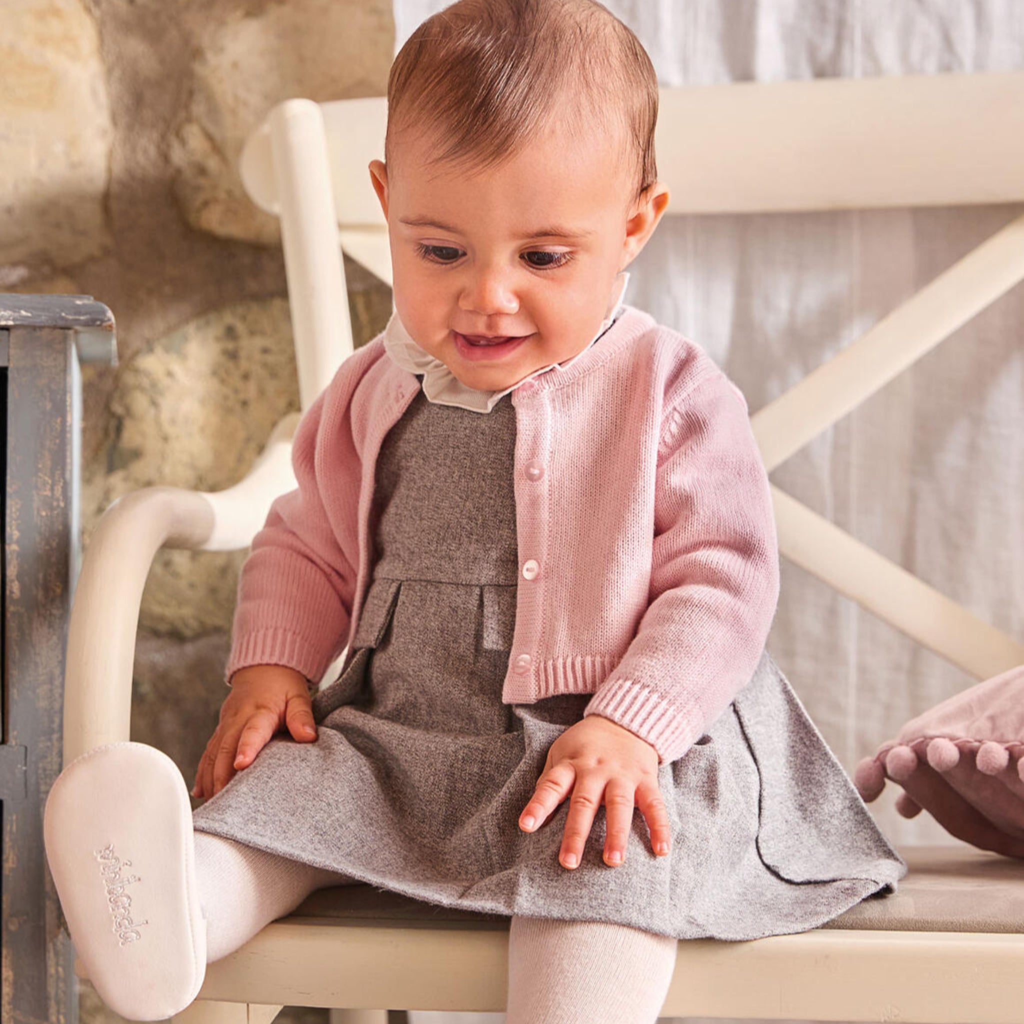 Cardigan Tricot Cotone Lana Bimba Rosa 3F703/2714