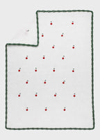 Coperta neonata cotone avorio ciliegine ricamate a mano 70x90cm Made Italy PICCOLA GIUGGIOLA CHERRY