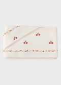 Lenzuolino culla cotone batista avorio ciliegine ricamate 106x80cm Made Italy PICCOLA GIUGGIOLA CHERRY