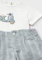 Completo Bermuda Lino Verde 1227/97 corredino e abbigliamento neonato | NANU' BABY