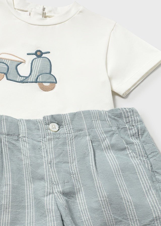 Completo Bermuda Lino Verde 1227/97 corredino e abbigliamento neonato | NANU' BABY