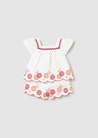 Completo Bermuda Ricamato Bianco 1214/81 corredino e abbigliamento neonato | NANU' BABY