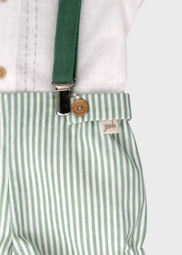 Completo Bretelle Bottoncini Verde 0257/52 corredino e abbigliamento neonato | NANU' BABY