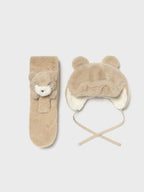 Completo cappello,sciarpa pellic Avorio 10020/65 corredino e abbigliamento neonato | NANU' BABY