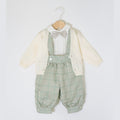 Completo Cerimonia Bimbo Giacchino Lana Panna Verde Bretelle Camicia IM21060 corredino e abbigliamento neonato | NANU' BABY