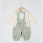 Completo Cerimonia Bimbo Giacchino Lana Panna Verde Bretelle Camicia IM21060 corredino e abbigliamento neonato | NANU' BABY