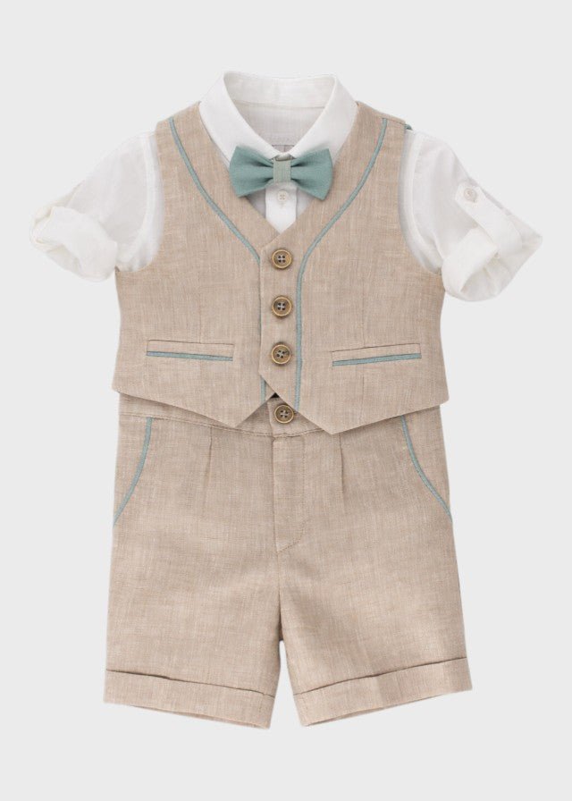 Completo Cerimonia Elegante Beige F3436/779 corredino e abbigliamento neonato | NANU' BABY