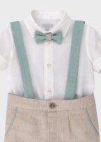 Completo Cerimonia Elegante Beige F3436/779 corredino e abbigliamento neonato | NANU' BABY