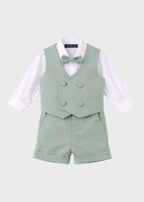 Completo Cerimonia Gilet Bermuda Verde Salvia corredino e abbigliamento neonato | NANU' BABY