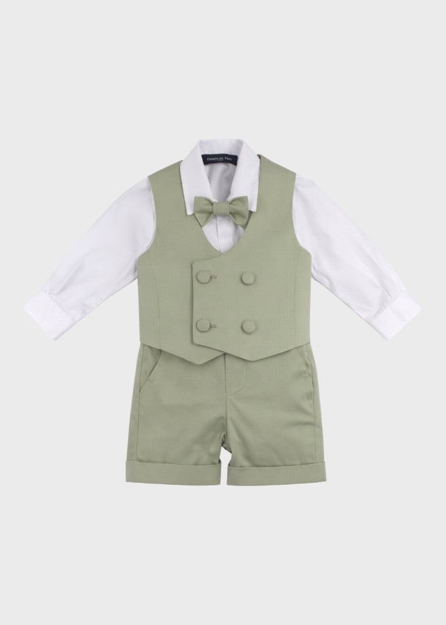 Completo Cerimonia Gilet Bermuda Verde Salvia corredino e abbigliamento neonato | NANU' BABY