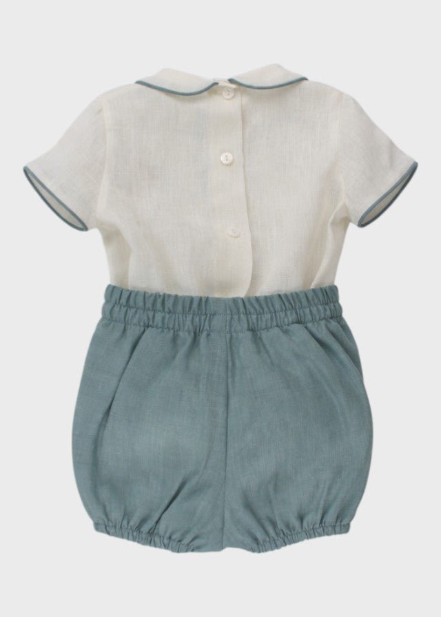 Completo Cerimonia Lino Azzurro 39820/A corredino e abbigliamento neonato | NANU' BABY