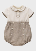 Completo Cerimonia Lino Beige 39820 corredino e abbigliamento neonato | NANU' BABY