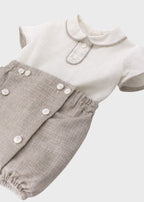 Completo Cerimonia Lino Beige 39820 corredino e abbigliamento neonato | NANU' BABY