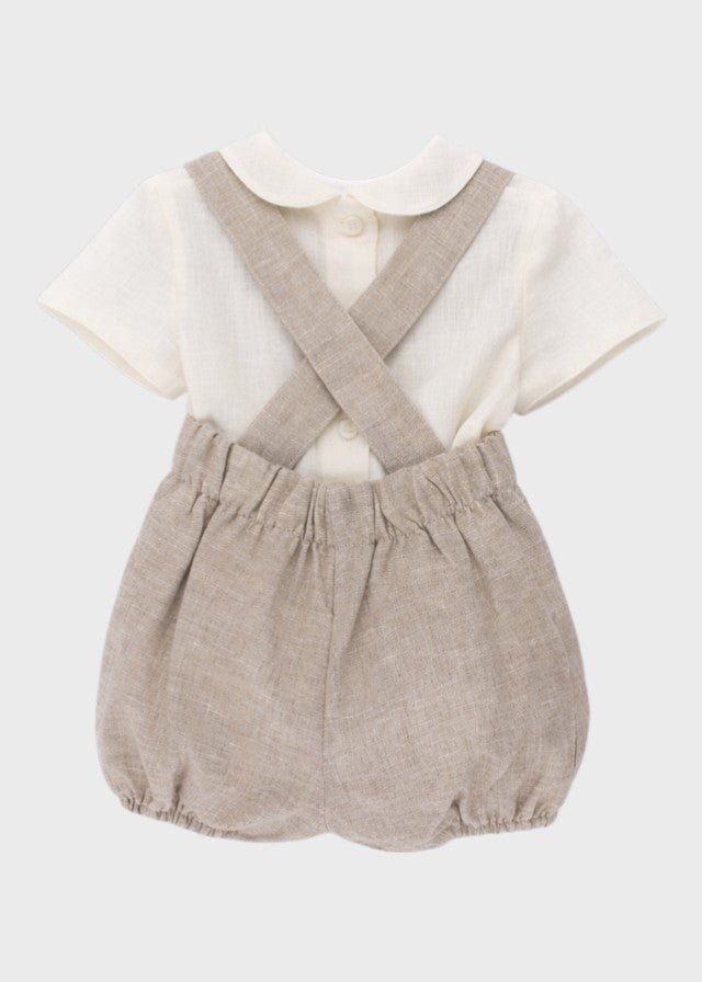 Completo Cerimonia Lino Beige 39825 corredino e abbigliamento neonato | NANU' BABY