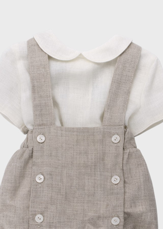 Completo Cerimonia Lino Beige 39825 corredino e abbigliamento neonato | NANU' BABY