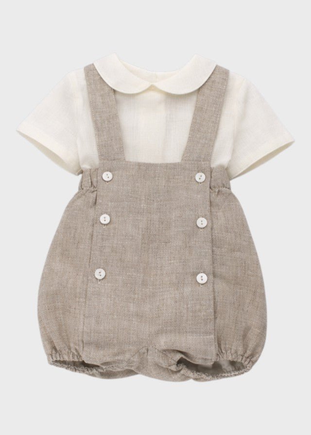 Completo Cerimonia Lino Beige 39825 corredino e abbigliamento neonato | NANU' BABY