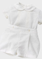 Completo Cerimonia Lino Panna 23824 corredino e abbigliamento neonato | NANU' BABY