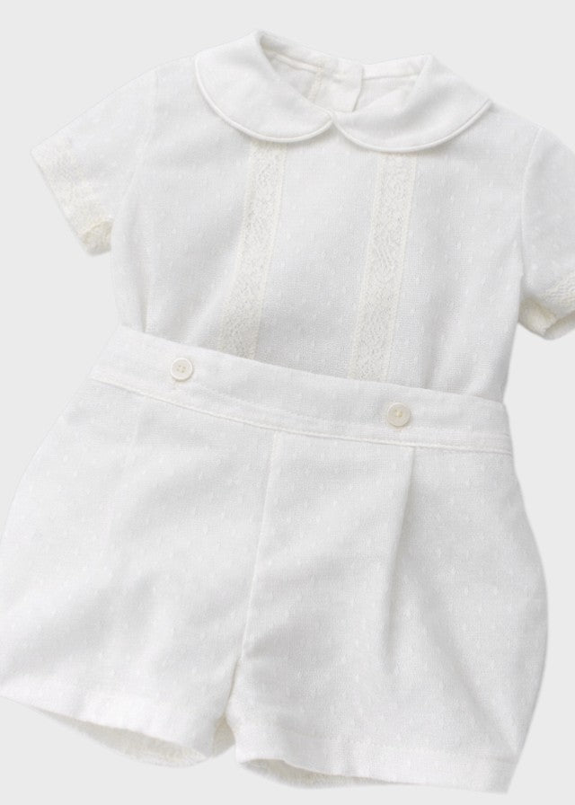 Completo Cerimonia Lino Panna 23824 corredino e abbigliamento neonato | NANU' BABY