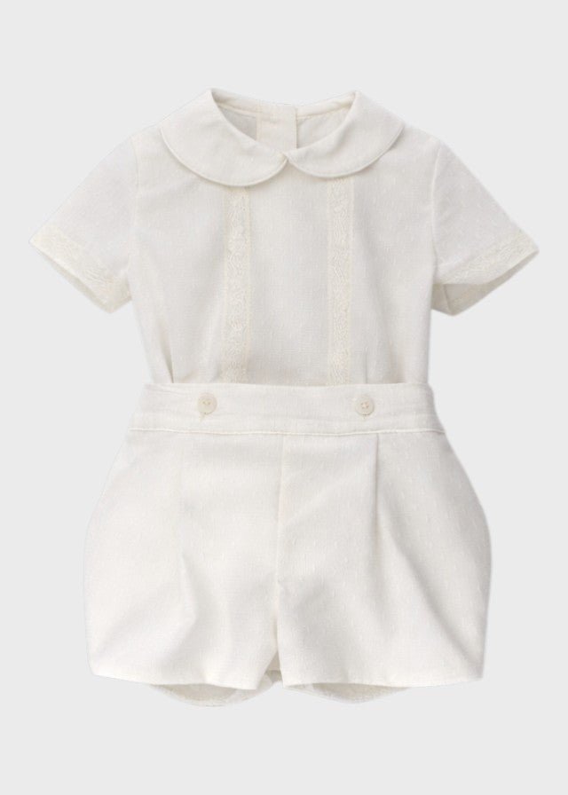 Completo Cerimonia Lino Panna 23824 corredino e abbigliamento neonato | NANU' BABY