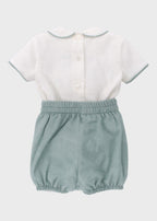 Completo Cerimonia Lino Verde 39820/V corredino e abbigliamento neonato | NANU' BABY