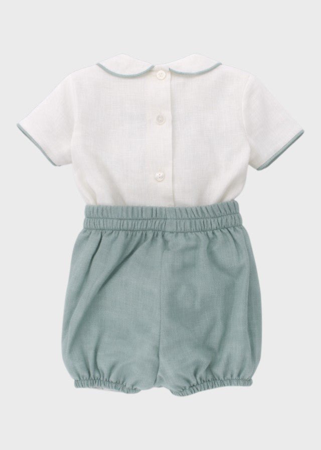 Completo Cerimonia Lino Verde 39820/V corredino e abbigliamento neonato | NANU' BABY