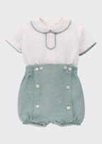 Completo Cerimonia Lino Verde 39820/V corredino e abbigliamento neonato | NANU' BABY