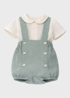 Completo Cerimonia Lino Verde 39825/V corredino e abbigliamento neonato | NANU' BABY