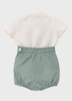 Completo Cerimonia Lino Verde 39826/V corredino e abbigliamento neonato | NANU' BABY