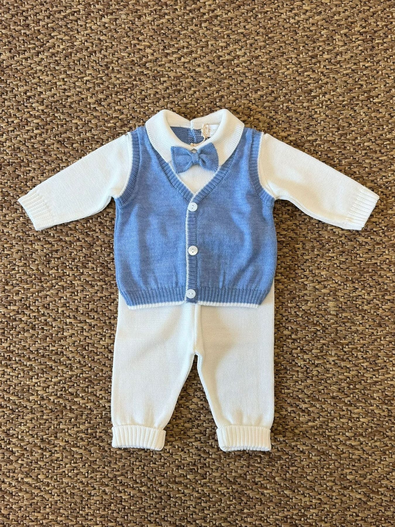 Completo con Papillon Neonato Azzurro 6815/A corredino e abbigliamento neonato | NANU' BABY