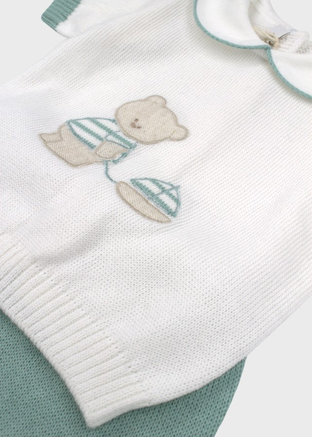 Completo Cotone Orsetto Bianco Verde 577 corredino e abbigliamento neonato | NANU' BABY